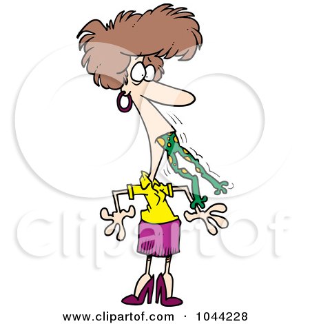 Royalty-Free (RF) Clip Art Illustration of a Cartoon Woman With A Frog In Her Throat by toonaday