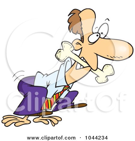 Royalty-Free (RF) Clip Art Illustration of a Cartoon Businessman Fetching A Bone by toonaday