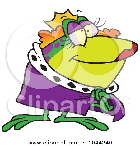 Royalty-Free (RF) Clip Art Illustration of a Cartoon Frog Queen by toonaday
