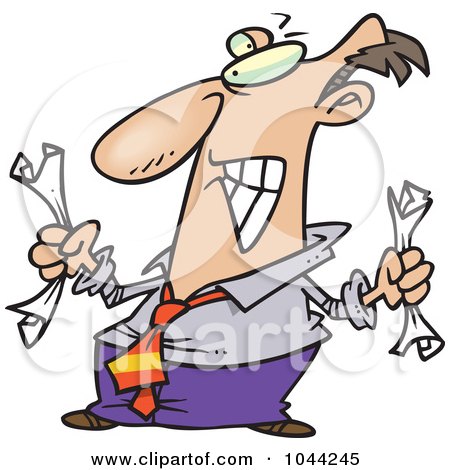 Royalty-Free (RF) Clip Art Illustration of a Cartoon Fed Up Businessman Crumpling Paper by toonaday