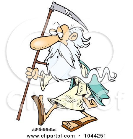 Royalty-Free (RF) Clip Art Illustration of a Cartoon Father Time Carrying A Scythe by toonaday