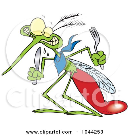 Royalty-Free (RF) Clip Art Illustration of a Cartoon Hungry Mosquito by toonaday