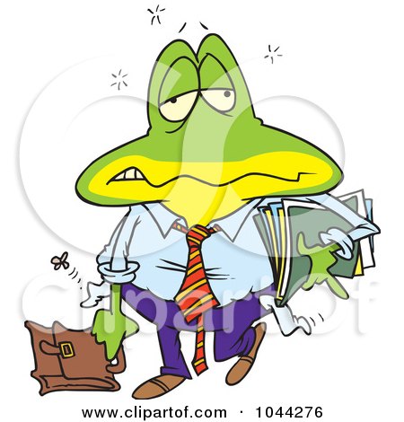 Royalty-Free (RF) Clip Art Illustration of a Cartoon Tired Frog Businessman by toonaday