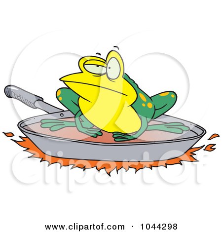 Royalty-Free (RF) Clip Art Illustration of a Cartoon Frog On A Frying Pan by toonaday