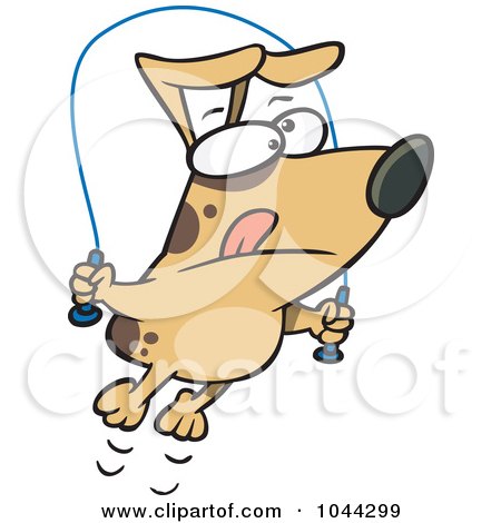 Royalty-Free (RF) Clip Art Illustration of a Cartoon Jumproping Dog by toonaday