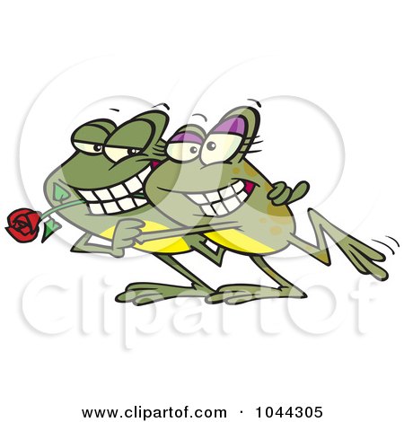 Royalty-Free (RF) Clip Art Illustration of a Cartoon Frog Couple Dancing by toonaday