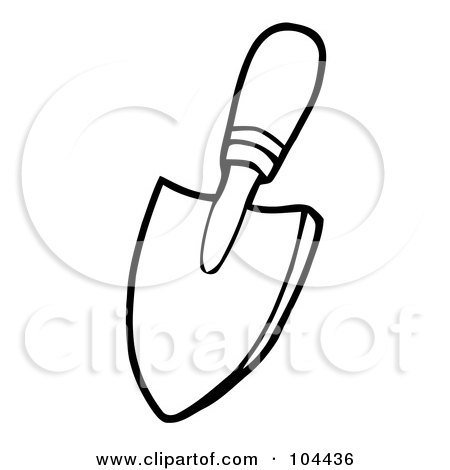 Royalty-Free (RF) Clipart Illustration of a Coloring Page Outline Of A Small Gardeners Hand Trowel by Hit Toon