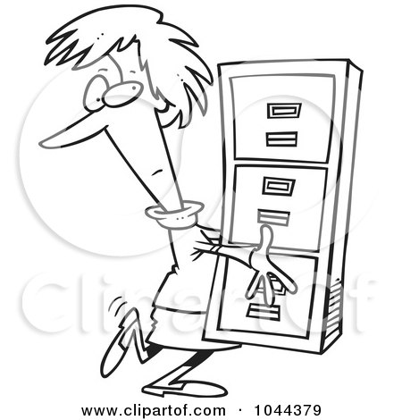 Royalty-Free (RF) Clip Art Illustration of a Cartoon Businesswoman Carrying A Filing Cabinet by toonaday