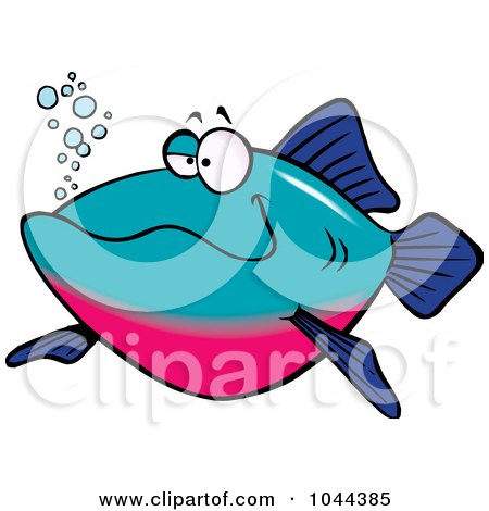 Royalty-Free (RF) Clip Art Illustration of a Cartoon Happy Fish by toonaday