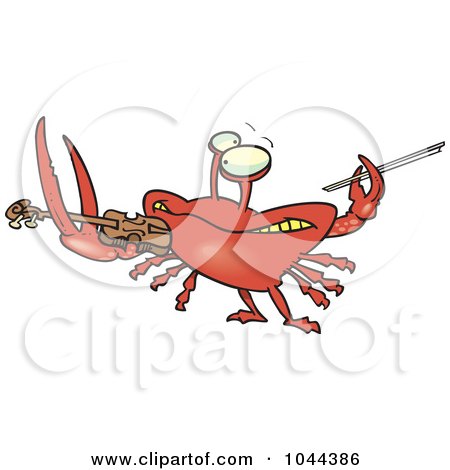 Royalty-Free (RF) Clip Art Illustration of a Cartoon Fiddler Crab Playing A Violin by toonaday