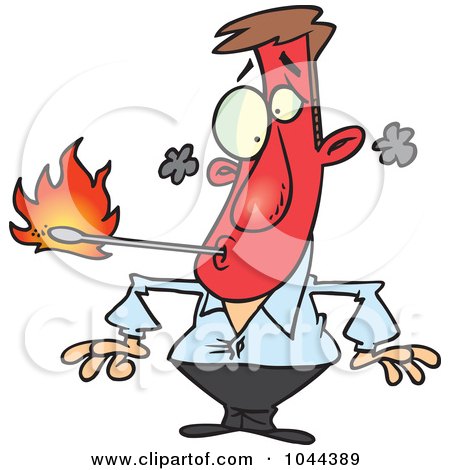 Royalty-Free (RF) Clip Art Illustration of a Cartoon Fire Eater Holding A Match In His Mouth by toonaday