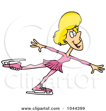 Royalty-Free (RF) Clip Art Illustration of a Cartoon Female Figure Skater by toonaday