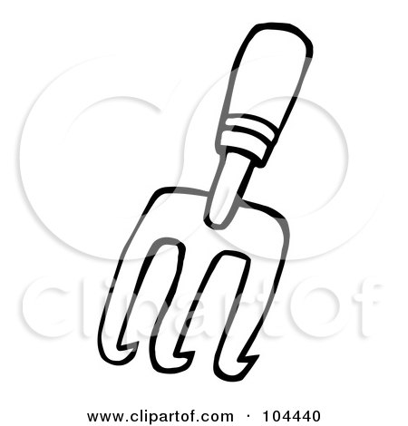 Royalty-Free (RF) Clipart Illustration of a Coloring Page Outline Of A Gardening Hand Cultivater by Hit Toon