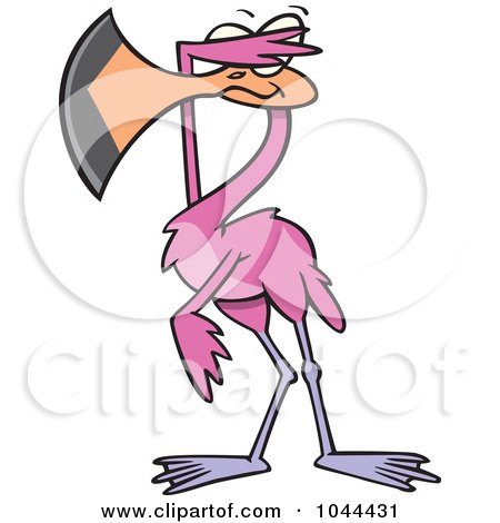 Royalty-Free (RF) Clip Art Illustration of a Cartoon Flamingo Covering His Eyes by toonaday
