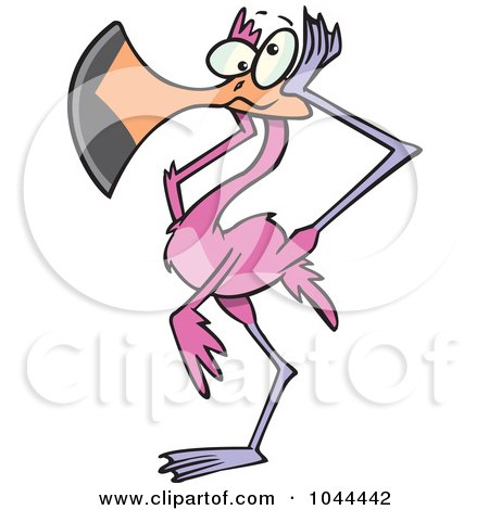 Royalty-Free (RF) Clip Art Illustration of a Cartoon Flamingo Covering His Ears by toonaday