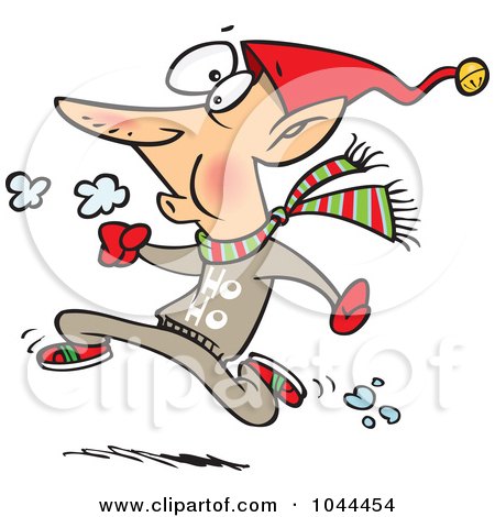 Royalty-Free (RF) Clip Art Illustration of a Cartoon Fit Elf Running by toonaday