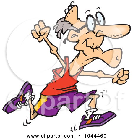 Royalty-Free (RF) Clip Art Illustration of a Cartoon Fit Senior Man Running by toonaday