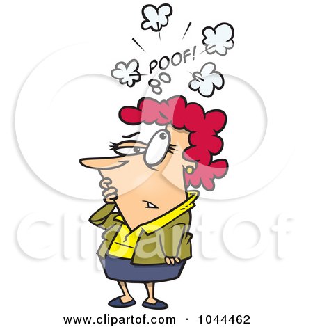 Royalty-Free (RF) Clip Art Illustration of a Cartoon Woman Confused Over Someone Fleeting by toonaday