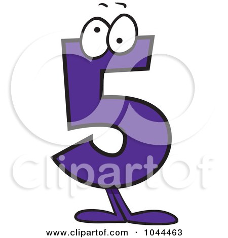 Royalty-Free (RF) Clip Art Illustration of a Cartoon Number 5 Five Character by toonaday