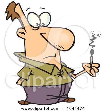 Royalty-Free (RF) Clip Art Illustration of a Cartoon Man Watching A Match Fizzle by toonaday