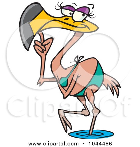 Royalty-Free (RF) Clip Art Illustration of a Cartoon Flamingo Babe In A Bikini by toonaday