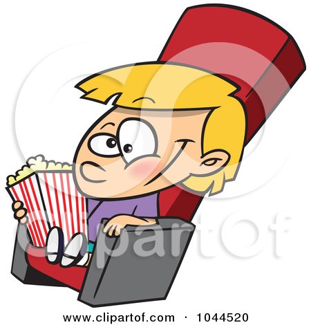Royalty-Free (RF) Clip Art Illustration of a Cartoon Girl With Movie Popcorn by toonaday