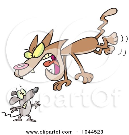 Royalty-Free (RF) Clip Art Illustration of a Cartoon Cat Attacking A Mouse by toonaday