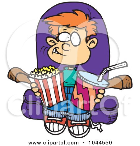 Royalty-Free (RF) Clip Art Illustration of a Cartoon Boy With Movie Snacks by toonaday