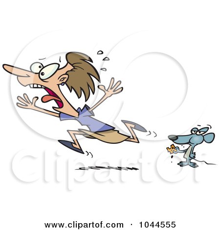 Royalty-Free (RF) Clip Art Illustration of a Cartoon Mouse Scaring A Woman by toonaday