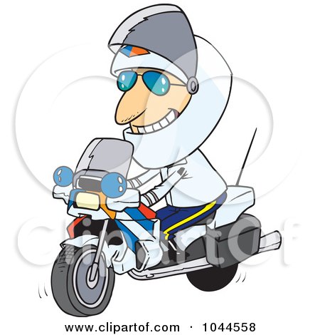Royalty-Free (RF) Clip Art Illustration of a Cartoon Motorcycle Cop by toonaday