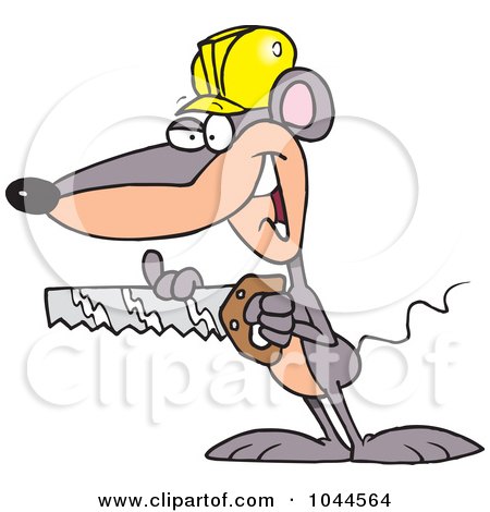 Royalty-Free (RF) Clip Art Illustration of a Cartoon Mouse Holding A Saw by toonaday