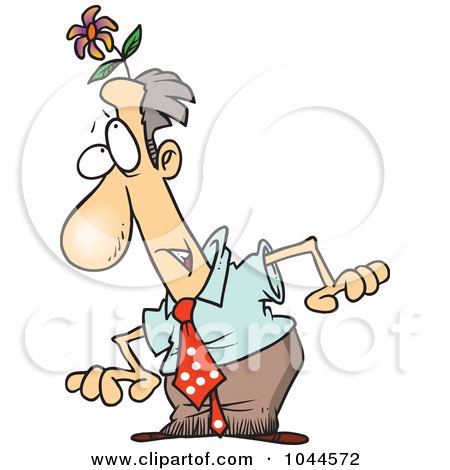 Royalty-Free (RF) Clip Art Illustration of a Cartoon Businessman With A Flower Head by toonaday