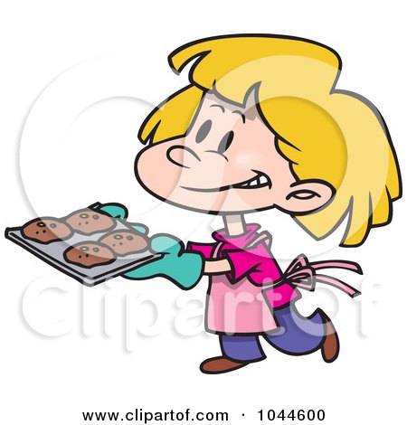 Royalty-Free (RF) Clip Art Illustration of a Cartoon Girl Baking Cookies by toonaday