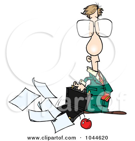 Royalty-Free (RF) Clip Art Illustration of a Cartoon Businessman Spilling His Briefcase by toonaday