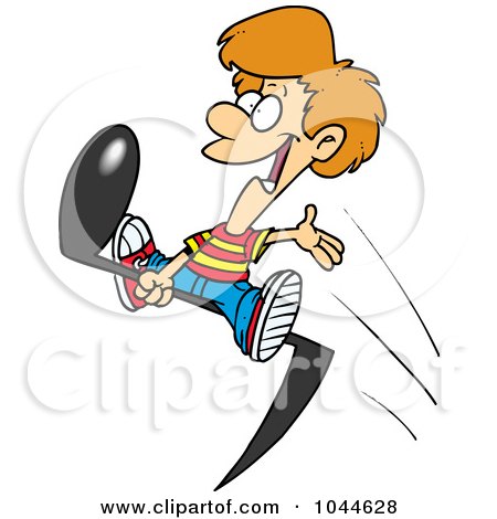 Royalty-Free (RF) Clip Art Illustration of a Cartoon Boy Riding A Music Note by toonaday