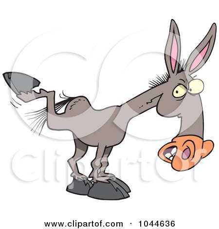Royalty-Free (RF) Clip Art Illustration of a Cartoon Kicking Mule by toonaday