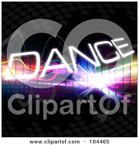 Royalty-Free (RF) Clipart Illustration of a Colorful Equalizer With The Word Dance On Black by Arena Creative