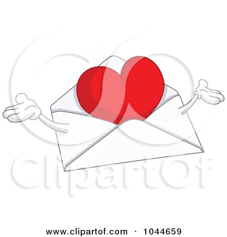 Royalty-Free (RF) Clip Art Illustration of a Love Letter Character With Open Arms by yayayoyo
