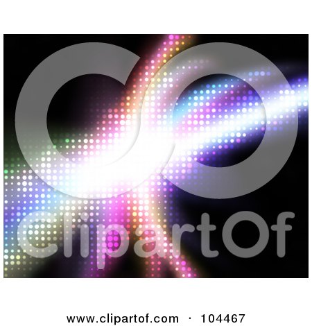 Royalty-Free (RF) Clipart Illustration of a Bright Colorful Halftone Burst On Black by Arena Creative
