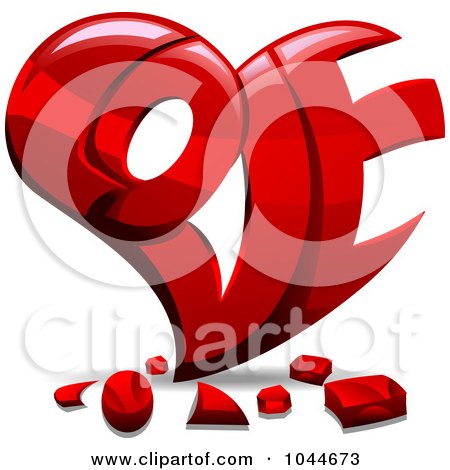 Royalty-Free (RF) Clip Art Illustration of a Shiny Red Heart Made Of LOVE by BNP Design Studio