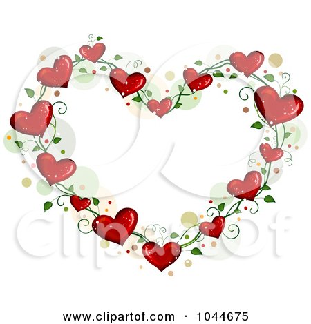 Royalty-Free (RF) Clip Art Illustration of a Heart Vine Frame With Dots by BNP Design Studio