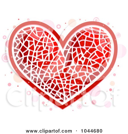 Royalty-Free (RF) Clip Art Illustration of a Red Heart Mosaic Over Circles by BNP Design Studio