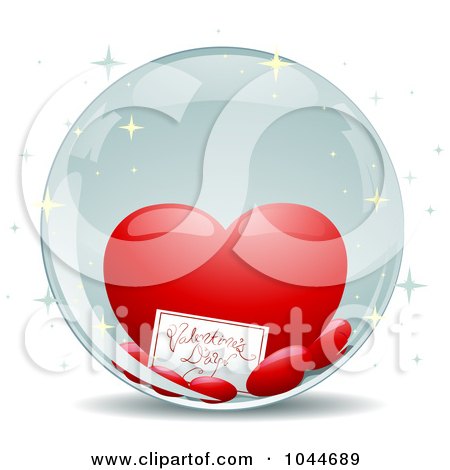 Royalty-Free (RF) Clip Art Illustration of a Valentines Day Card And Hearts Inside A Crystal Ball by BNP Design Studio