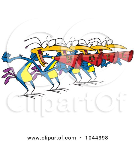 Royalty-Free (RF) Clip Art Illustration of Cartoon Four Birds Calling by toonaday