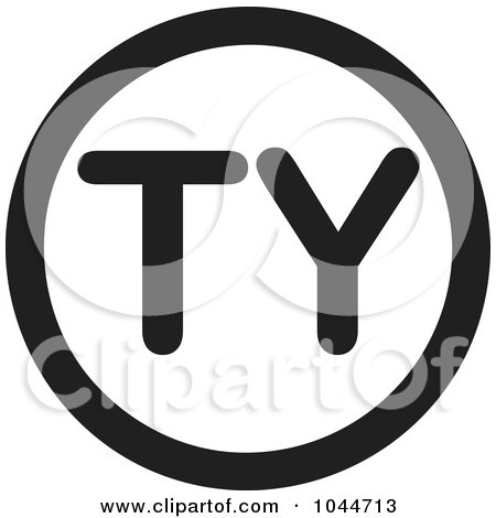 Royalty-Free (RF) Clip Art Illustration of a Black And White Round TY Thank You Text Message Icon by Jamers