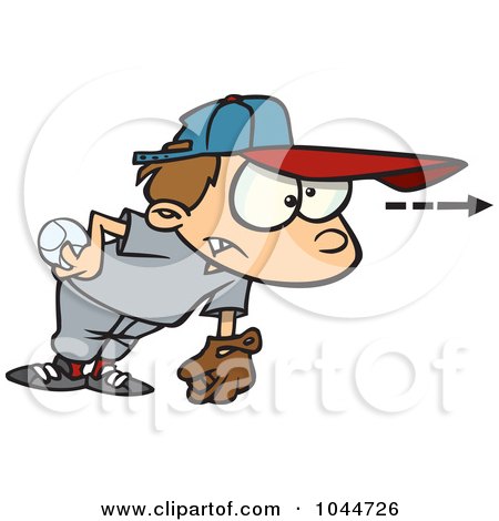 Royalty-Free (RF) Clip Art Illustration of a Cartoon Focused Boy Pitching A Baseball by toonaday
