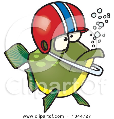 Royalty-Free (RF) Clip Art Illustration of a Cartoon Football Fish Wearing A Helmet by toonaday