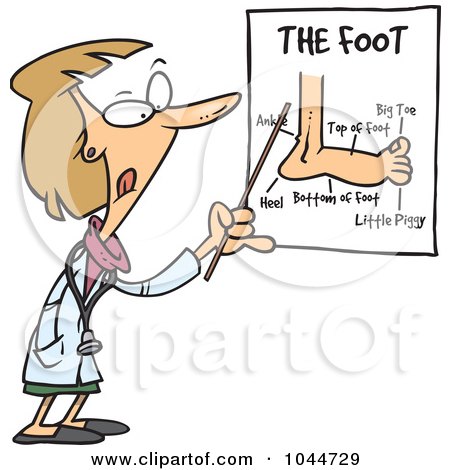 Royalty-Free (RF) Clip Art Illustration of a Cartoon Female Foot Doctor Pointing At A Chart by toonaday
