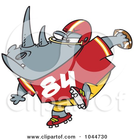 Royalty-Free (RF) Clip Art Illustration of a Cartoon Football Rhino by toonaday
