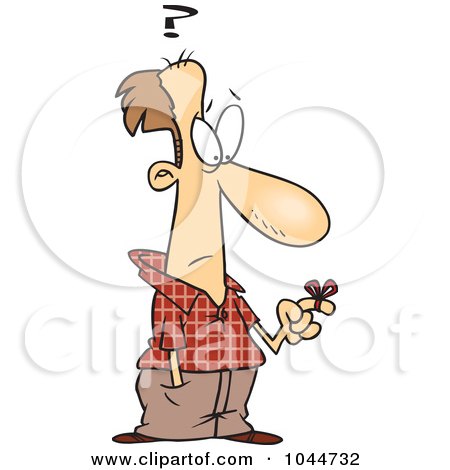 Royalty-Free (RF) Clip Art Illustration of a Cartoon Reminder String On A Forgetful Man's Finger by toonaday